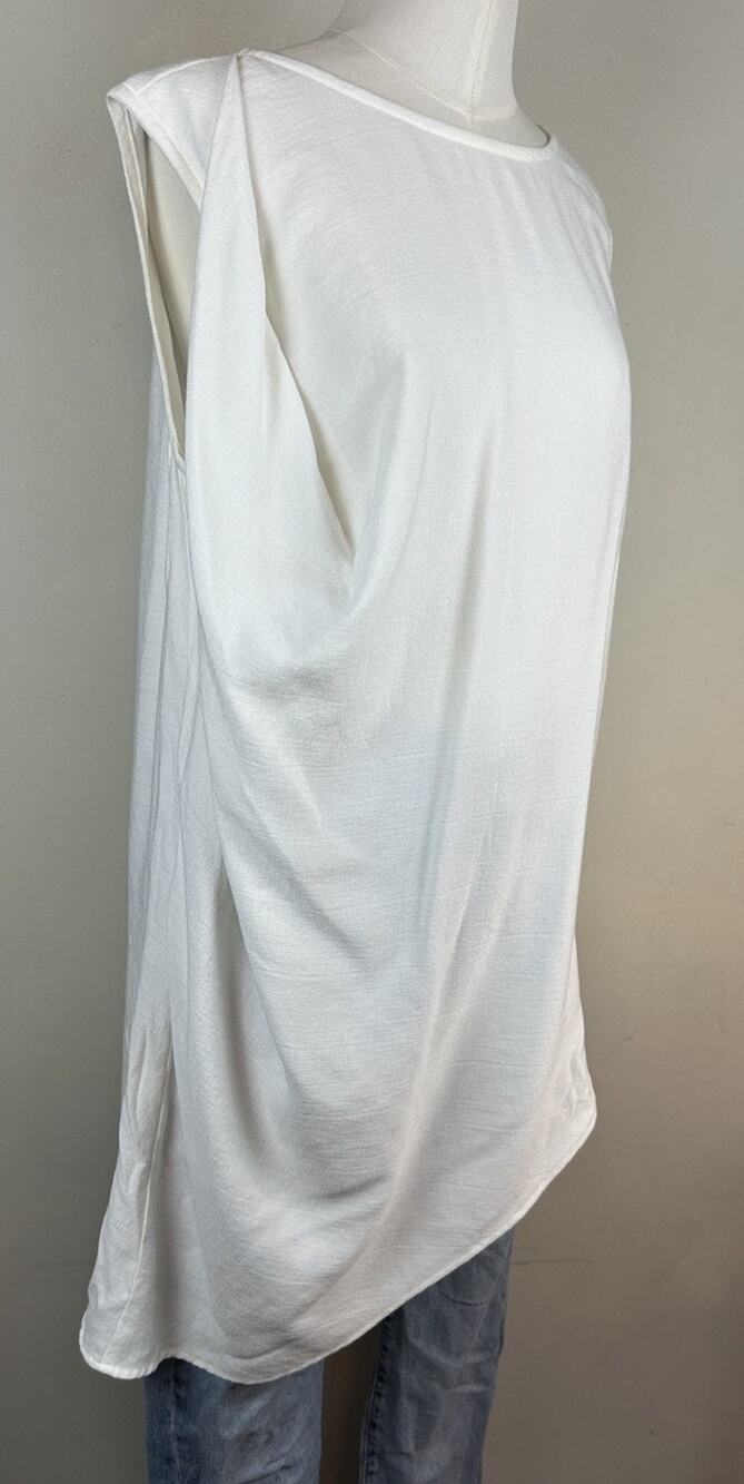 Niche Nilgun Derman White Tunic Sz M Lagenlook Asymmetric Minimalist Clean Drape